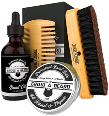 Brosse GROW ALPHA BEARD pour barbe en bois aide à répartir les huiles naturelles et démêler.
