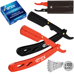 Rasoir droit GTEX – ensemble pratique pour un rasage précis.