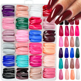GUFUGU 576 pièces ongles coffin longs, rangement par tailles.