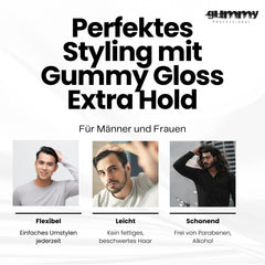 Gummy – application sur cheveux humides montrant une répartition uniforme.