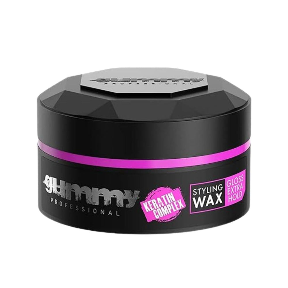 Gummy Extra Gloss – bouteille de cire coiffante prête pour une brillance éclatante.
