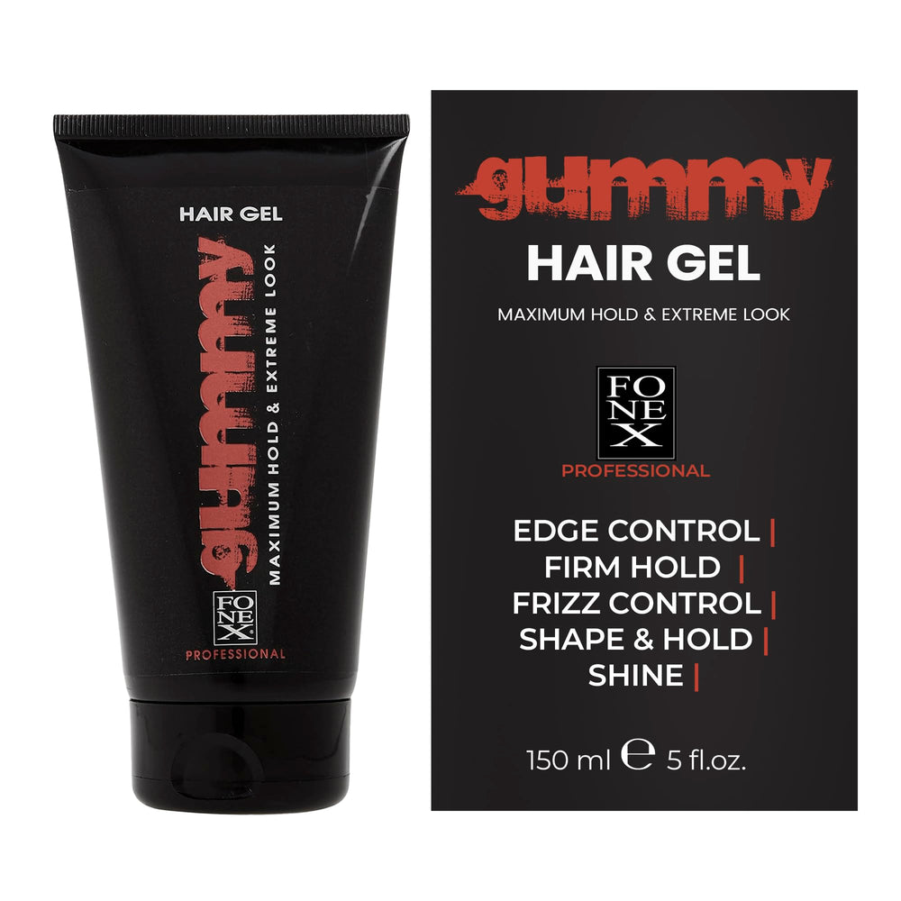 Gummy gel-cheveux bouteille clair, tenue longue durée pour un style net.