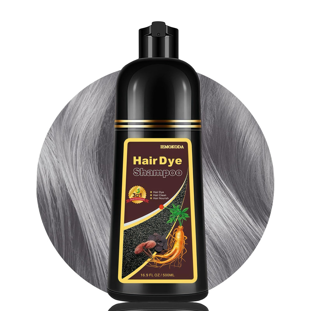 GURKOOYD Silver Gray Hair Dye Shampoo bottle for quick color touch-ups.