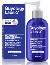 Shampoing Guyology Labs en bouteille, texture veloutée prête à reformuler les cheveux