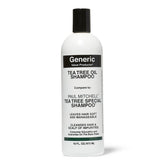 Shampoing GVP à huile d’arbre à thé en bouteille, parfum frais et revitalisant pour les cheveux.