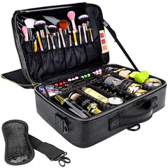 Gzcz coffret maquillage grande capacité, espace généreux pour tout votre nécessaire beauté en voyage.