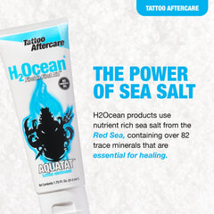 H2Ocean Aquatat en action sur peau tatouée, protéger et favoriser la guérison