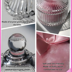 Conteneur poudre Habitable tree en verre cristal avec bouchon rose élégant