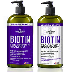 Hair Chemist Pro-Growth Shampoing Biotine – bouteille claire, soutien possible à la densité des cheveux fins.