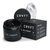 Hair Craft Co. CRVFT Gel Pomade: bouteille 4 oz prête pour un fini net.