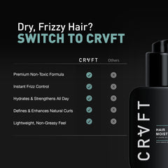Texture crème CRVFT: huile capillaire pour cheveux masculins sans rinçage.
