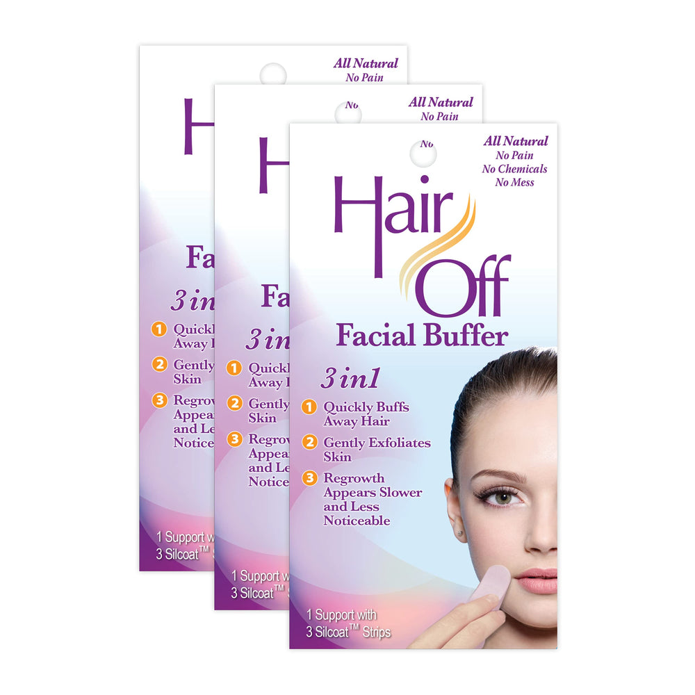 Hair Off Facial Buffer: emballage pratique prêt à l’emploi pour soin du visage