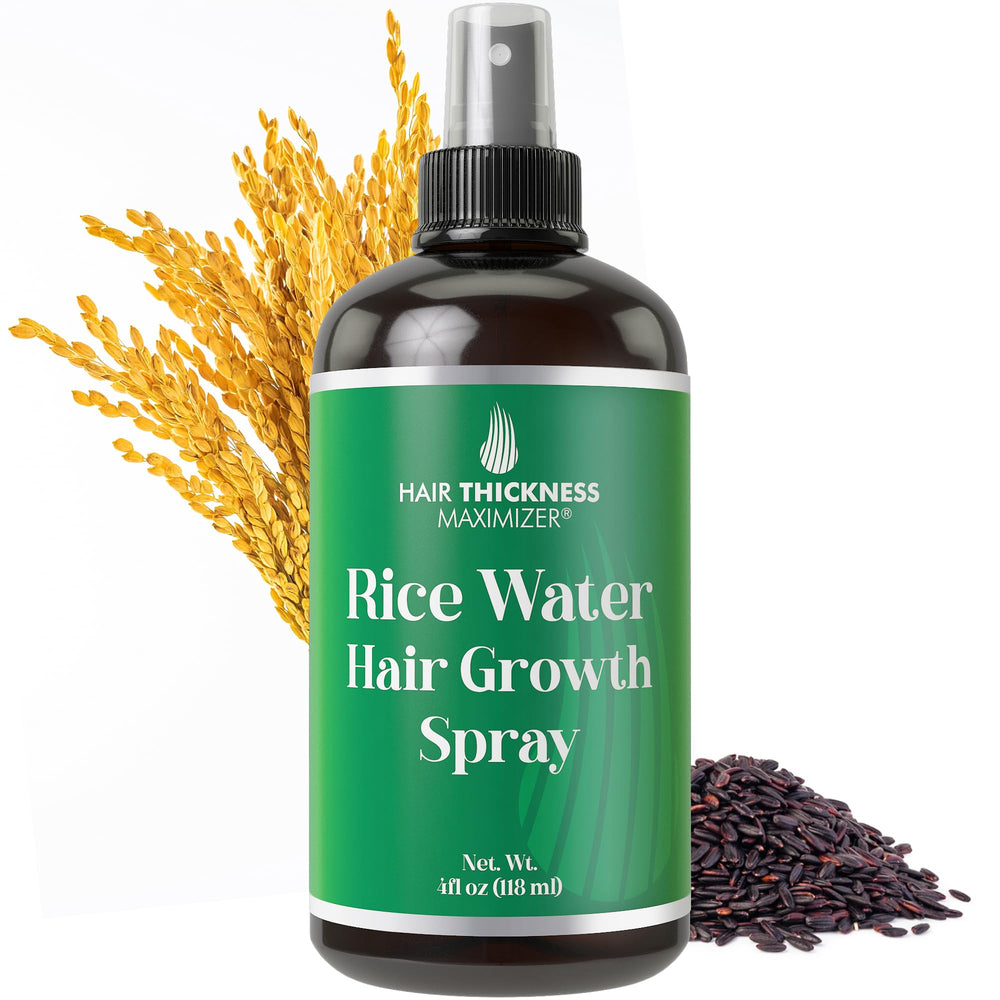 Hair Thickness Maximizer - bouteille spray eau de riz pour cheveux, hydratation durable.