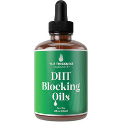 Hair Thickness Maximizer DHT Blocker Serum – bouteille élégante facilitant l'application quotidienne.