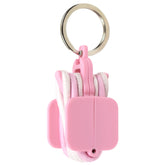 Hair Tie Hub étui portable pour bandes-cheveux rose clair, rangement rapide.