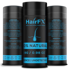 HairFX Fibres cheveux fins brun foncé – effet densité instantané sur les cheveux.