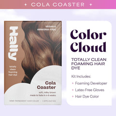 Hally Hair Cola Coaster mousse colorante — texture légère pour couverture homogène.