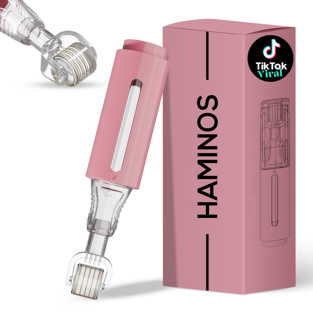 HAMINOS rouleau dermique avec réservoir, favorise absorption rapide du sérum.