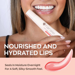 Hanalei Lip Treatment kukui oil droplets highlight nourishing lip oils.
