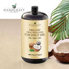 Cheveux brillants et sains grâce à l'huile coco fractionnée Handcraft Blends.