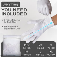 HandsAllright gants coton blanc avec poignet élastique maintien toute la nuit