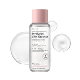 Hanskin Hyaluron Toner bouteille et essence-peau-verre, hydratation durable.