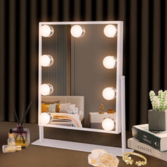 Hansong Miroir beauté avec lumière LED à 9 ampoules pour maquillage précis