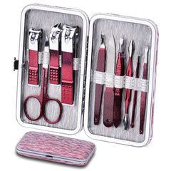 HANTEKAS ensemble manucure 10 en 1 dans étui rose, pratique pour voyage.