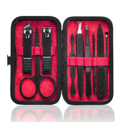 HANTEKAS ensemble-manicure 9 en 1 en acier inoxydable pour soin des ongles.
