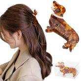 Barrette Hapdoo teckel design animal, attache anti-glissement idéale pour cheveux épais ou fins
