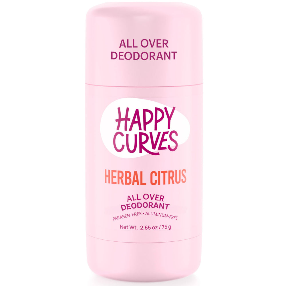 HAPPY CURVES Déodorant tout-corps: bouteille visible, parfum durable.