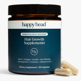 Happy Head – bouteille de capsules pour cheveux plus épais et sains.