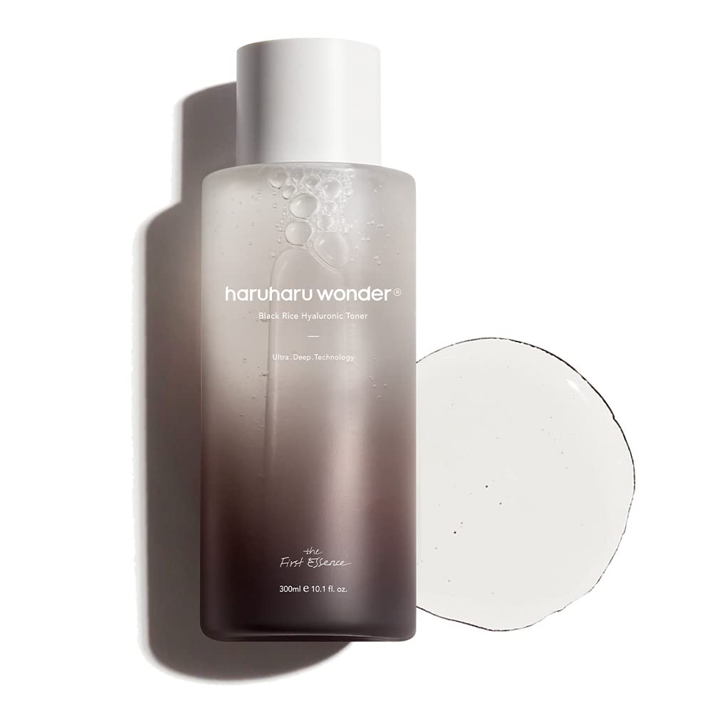 HARUHARU Wonder Riz Noir Tonique - bouteille moderne hydratante pour peau lumineuse.