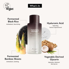 HARUHARU Wonder Toner, goutte d’application, absorption rapide et soin doux.