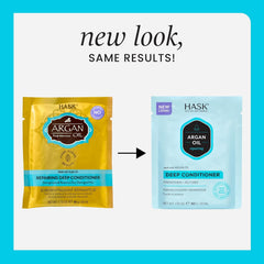 Packette de soin profond à l’huile d’argan HASK, texture riche et nourrissante.
