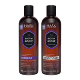 Bouteille shampooing HASK Biotin Boost offrant potentiel volume pour cheveux fins.
