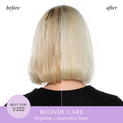 Emballage duo HASK Blonde Care montrant l'ensemble sans sulfates et sans gluten.