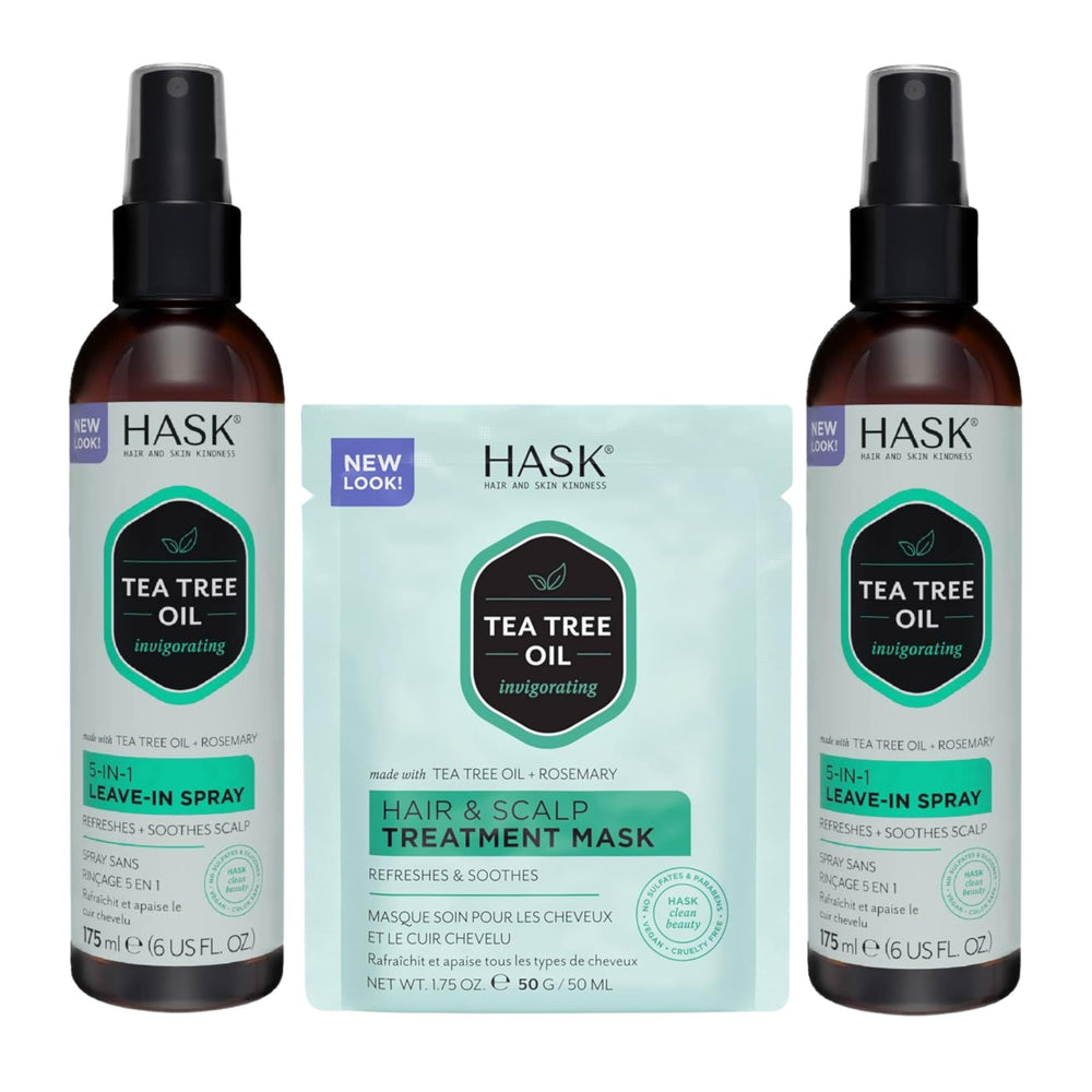 Soin HASK huile arbre à thé 5-en-1 en bouteille démêlant léger pour cheveux