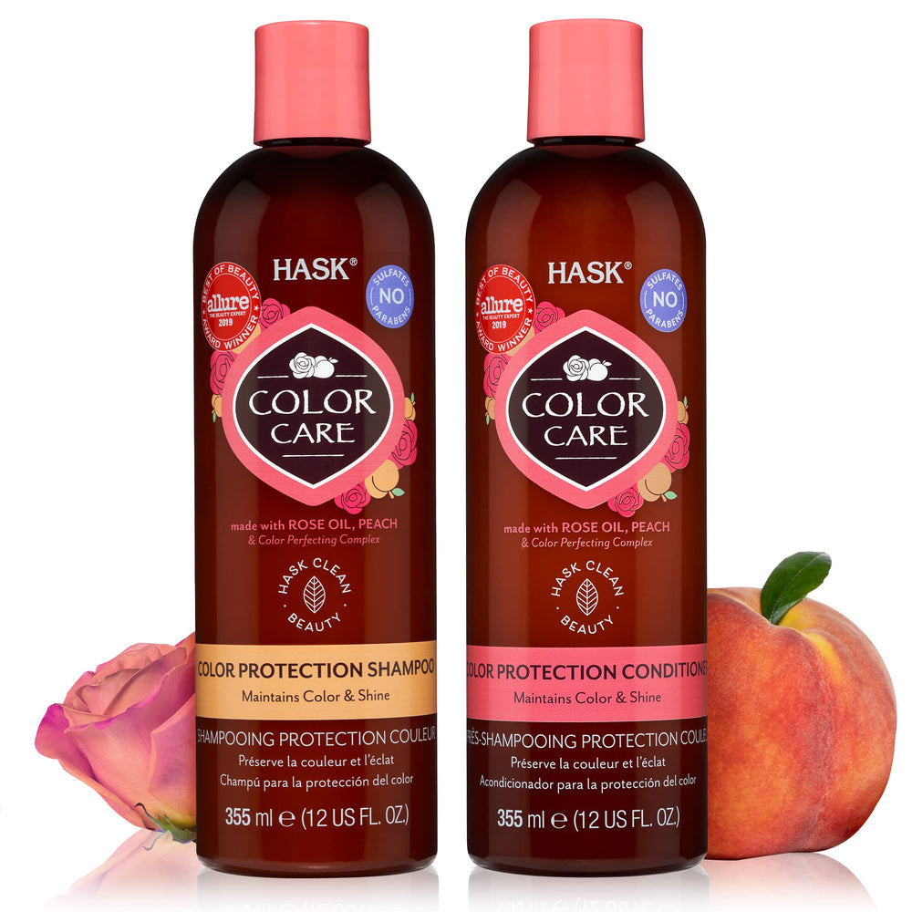 Shampooing Color Care de HASK, bouteille élégante, sans sulfates, protège la couleur.