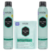 Shampoing sec HASK Biotine Boost en flacon, rafraîchit rapidement les cheveux.