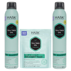Shampoing sec HASK Biotine Boost en flacon, rafraîchit rapidement les cheveux.