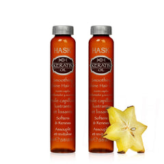 HASK Keratin Protein huile sur cheveux – brillance naturelle sans lourdeur.