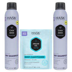 Shampooing sec volumisant au chia HASK, flacon double et pratique