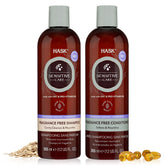 Shampooing sensitive HASK dans sa bouteille, douceur et hydratation pour cuir chevelu sensible.