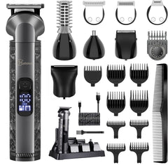 Hatteker 8-en-1 kit grooming, ensemble complet pour soin masculin à domicile.