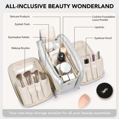 HauteHues Sac Maquillage Voyage matière PU imperméable protège contenu