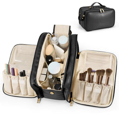 HauteHues sac-maquillage voyage: grande ouverture pratique pour accéder rapidement aux produits.