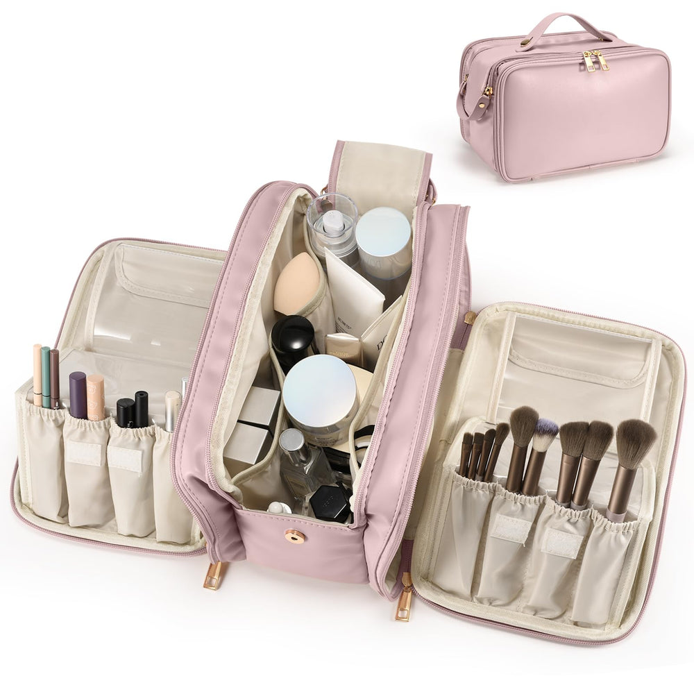 HauteHues Trousse maquillage voyage: grande ouverture et accessibilité rapide.