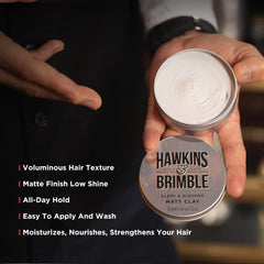 Hawkins & Brimble Matt Clay — prise en main facile pour style polyvalent