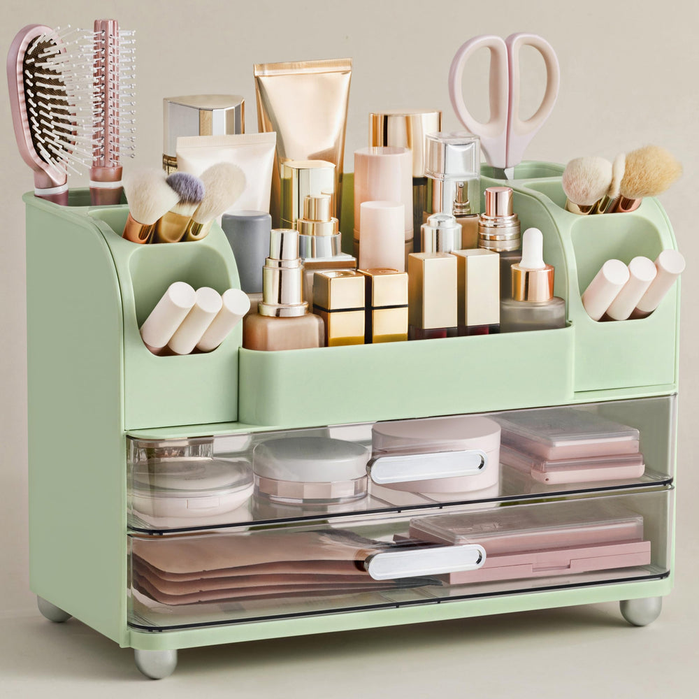 HBlife organiseur-maquillage avec grand compartiment supérieur pour accès rapide.